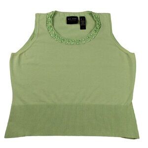 Womens Green Sleeveless Sweater Knit Top With Ribbon Neckline size XL  JH1114